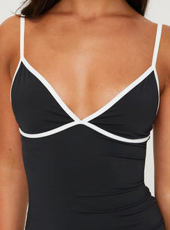 back view of model wearing Princess Polly Romanoff  Maxi Dress Black V-Neck 