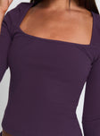 So American Rib 3/4 Sleeve Top Purple