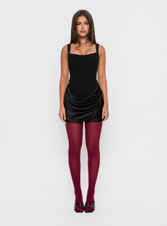 Ryana Corset Drape Mini Dress Black