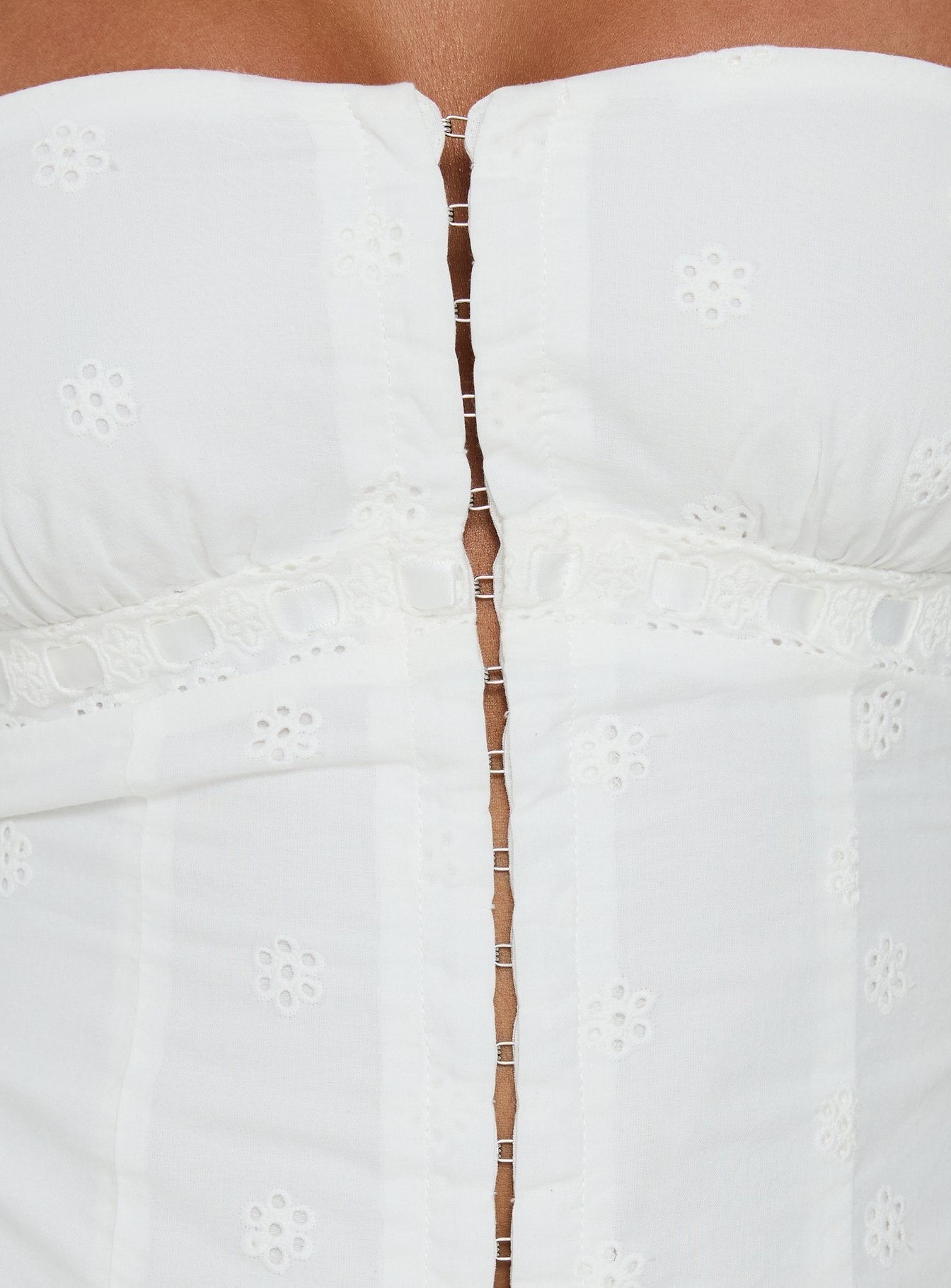 Speechless Lace Trim Strapless Top White