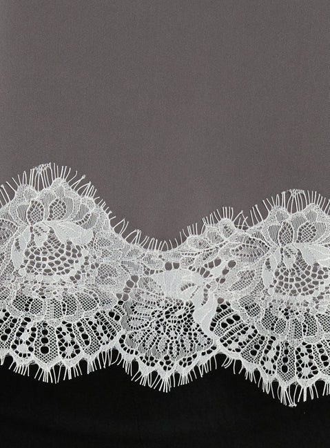 Sheyla Strapless Satin Lace Trim Top Grey / White