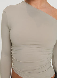 product Princess Polly Unplugged Long Sleeve Top Grey Full Sleeves Asymmetric Neckline 