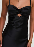 front view of model wearing Princess Polly Blackthorn Maxi Dress Black Sweetheart Neckline 