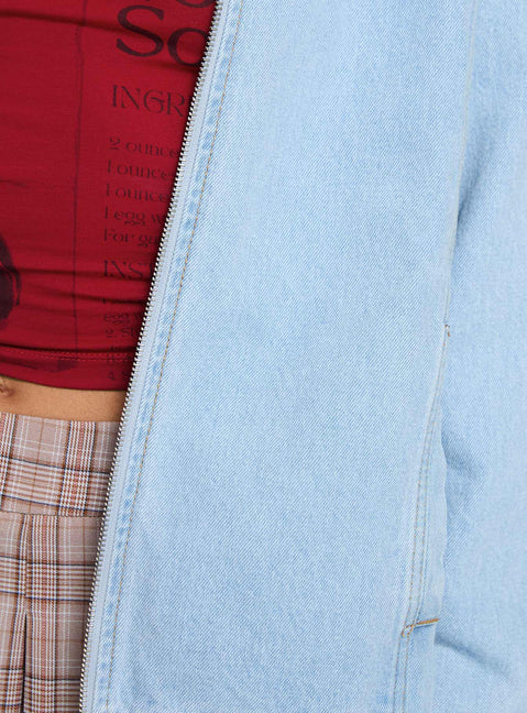 Denim Denim bomber jacket Pointed collar, zip fastening down front, twin hip pockets, single button cuff