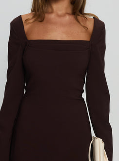 Avonlea Long Sleeve Mini Dress Brown