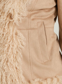 Natassia Faux Fur Jacket Beige