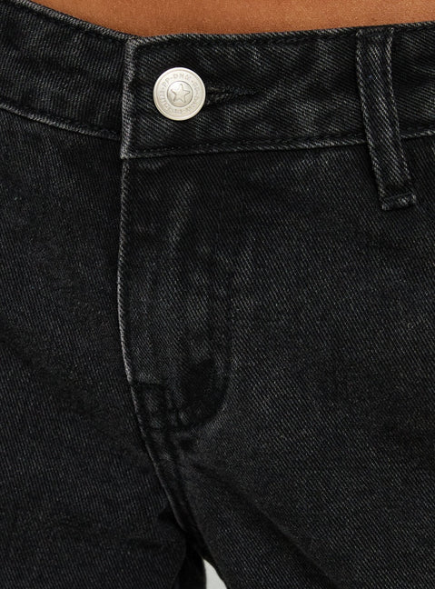 Featuring Picco Ultra Low Rise Wide Leg Jeans Washed Black in womens-jeans with belt detail product
