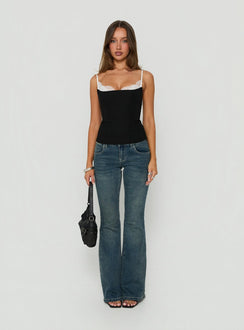 Renaissance Corset Lace Top Black / White
