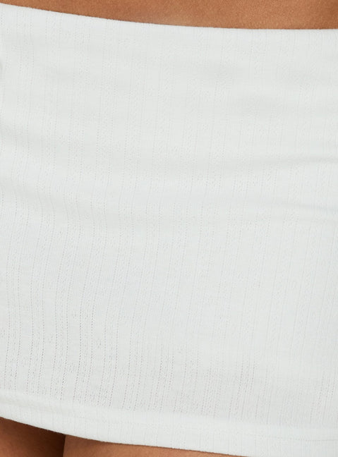 Kizuri Pointelle Low Rise Mini Skort White