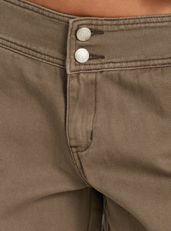 Kellenna Cargohose mit geradem Bein, niedrigem Bund, Taupe