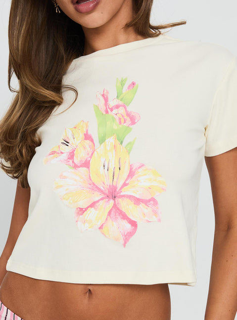 Sunday Flowers Graphic Top Cream