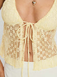 product Princess Polly CHANTRIA LACE TOP YELLOW Sleeveless Plunger 