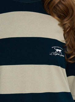 side view of model wearing Princess Polly Emerging Tee Midnight Half Sleeves Crew Neck 