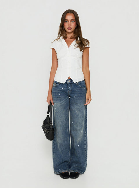 Ellanor Low Rise Straight Leg Jeans mit Vintage-Waschung und mittlere Blauton