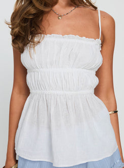 Rosecliff Ruched Longline Top Ivory