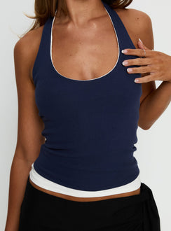 Debee Layered Halter Top Navy / White