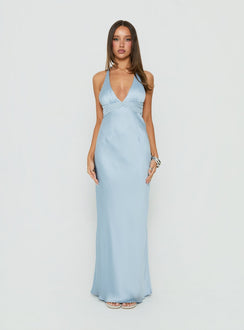 Odyssa Halter Maxi Dress Blue Slate