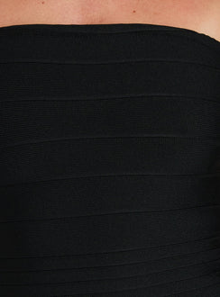 Eastonn Trägerloses Wickelkleid Midi Schwarz