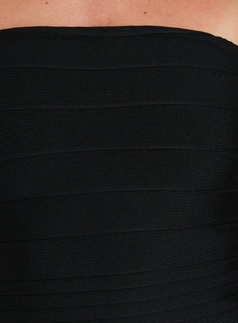 Eastonn Trägerloses Wickelkleid Midi Schwarz