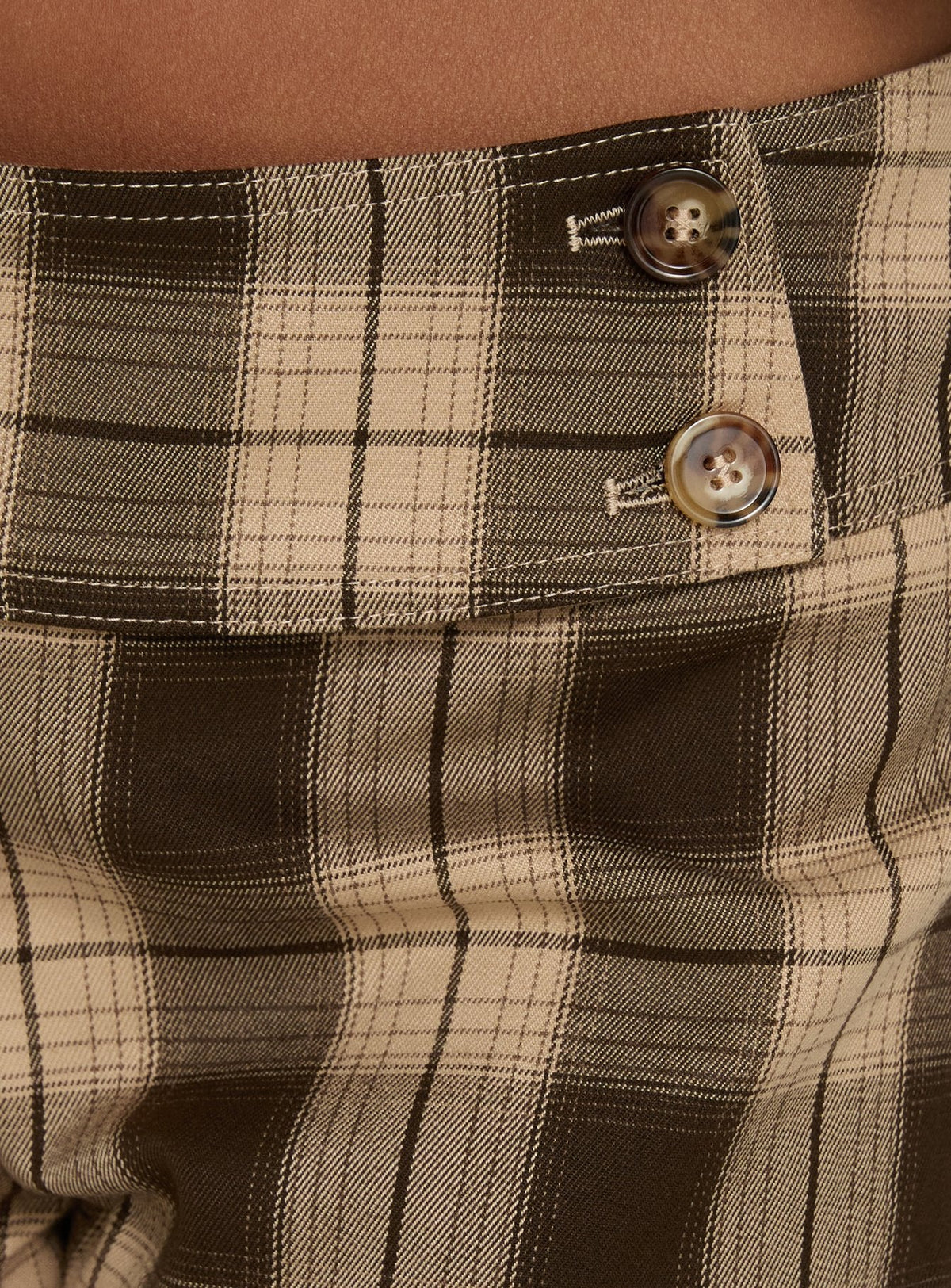 Schneider Foldover Micro Shorts Brown Check