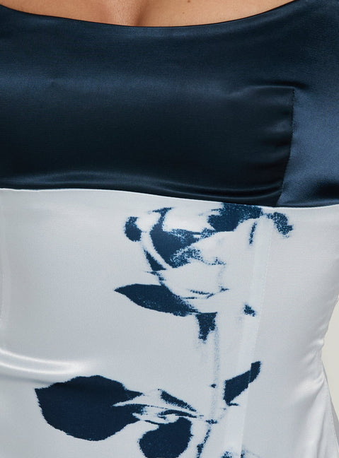 Cecilah Structured Cami Top Blue Floral
