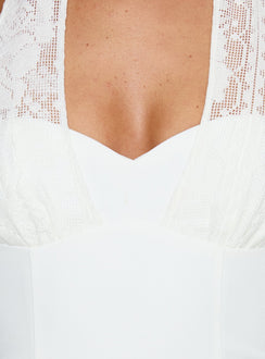 Josanna Crochet Halter Mini Dress White