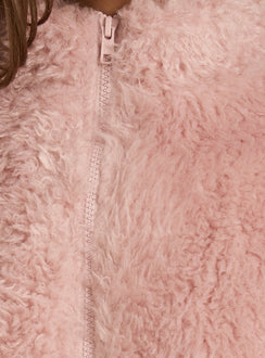 Jordynn Fleece Zip Through Jacket Dusty Pink