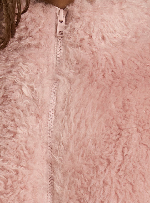 Jordynn Fleece Zip Through Jacket Dusty Pink
