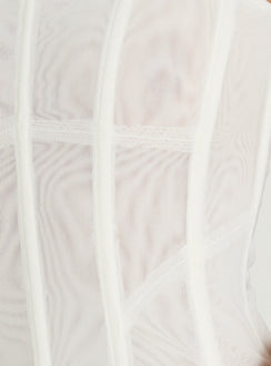 Oscuro Longline Mesh Corset Top White