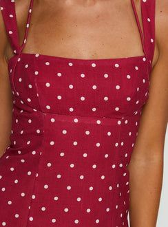 Kourtnae Halter Mini Dress Red Polka Dot