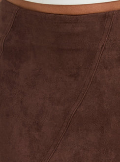 Shades Of Love Faux Suede Midi Skirt Chocolate