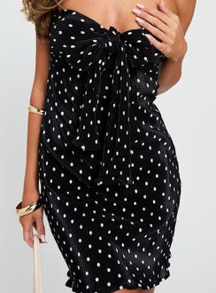 Jacquelyn Plisse Mini Dress Black / Polka Dot