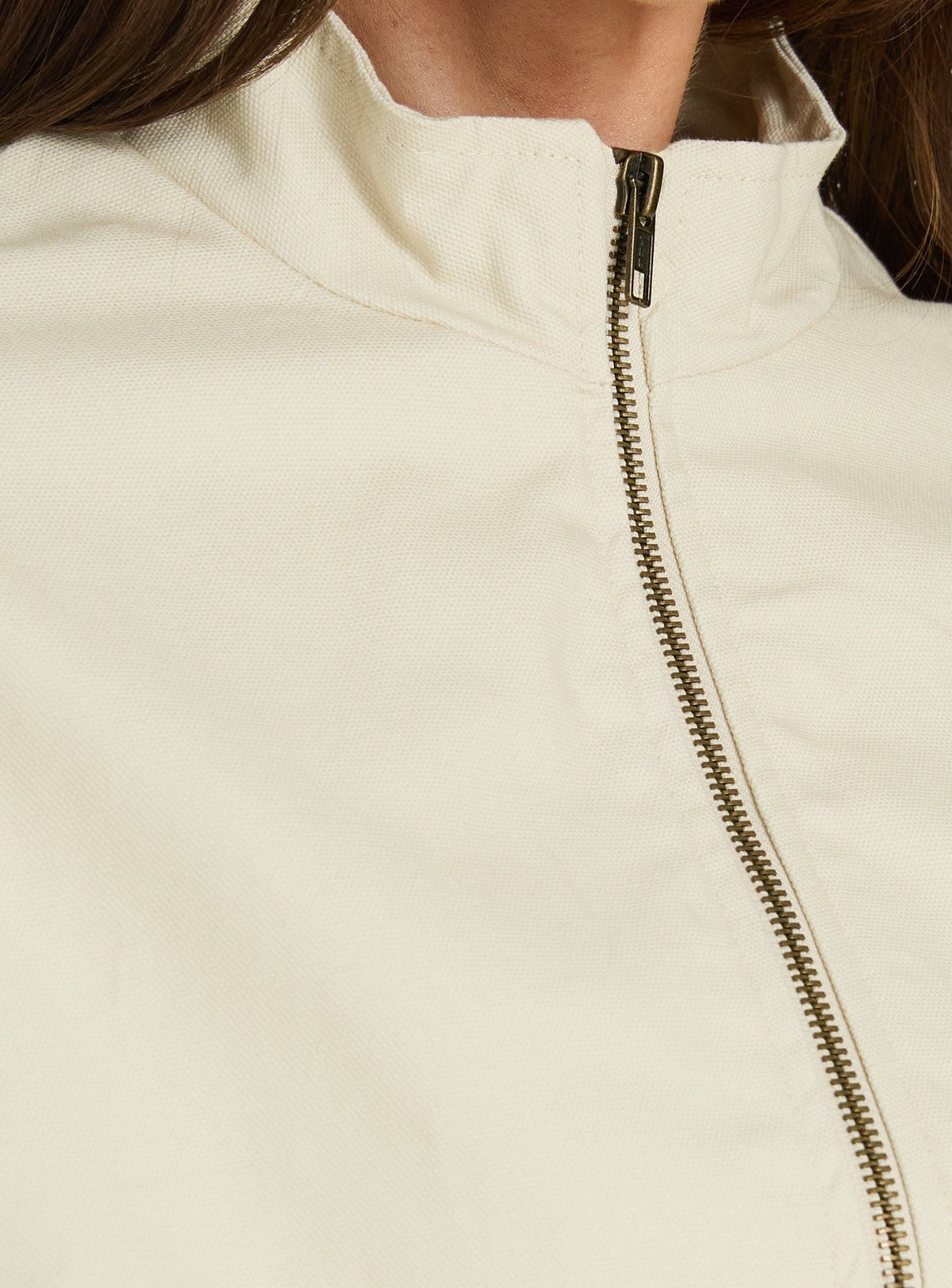 Chayden Cropped Canvas Bomber Jacket Cream