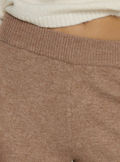 back view of model wearing Princess Polly Bekki Wide Leg Knit Pant Mocha High Rise Pants 