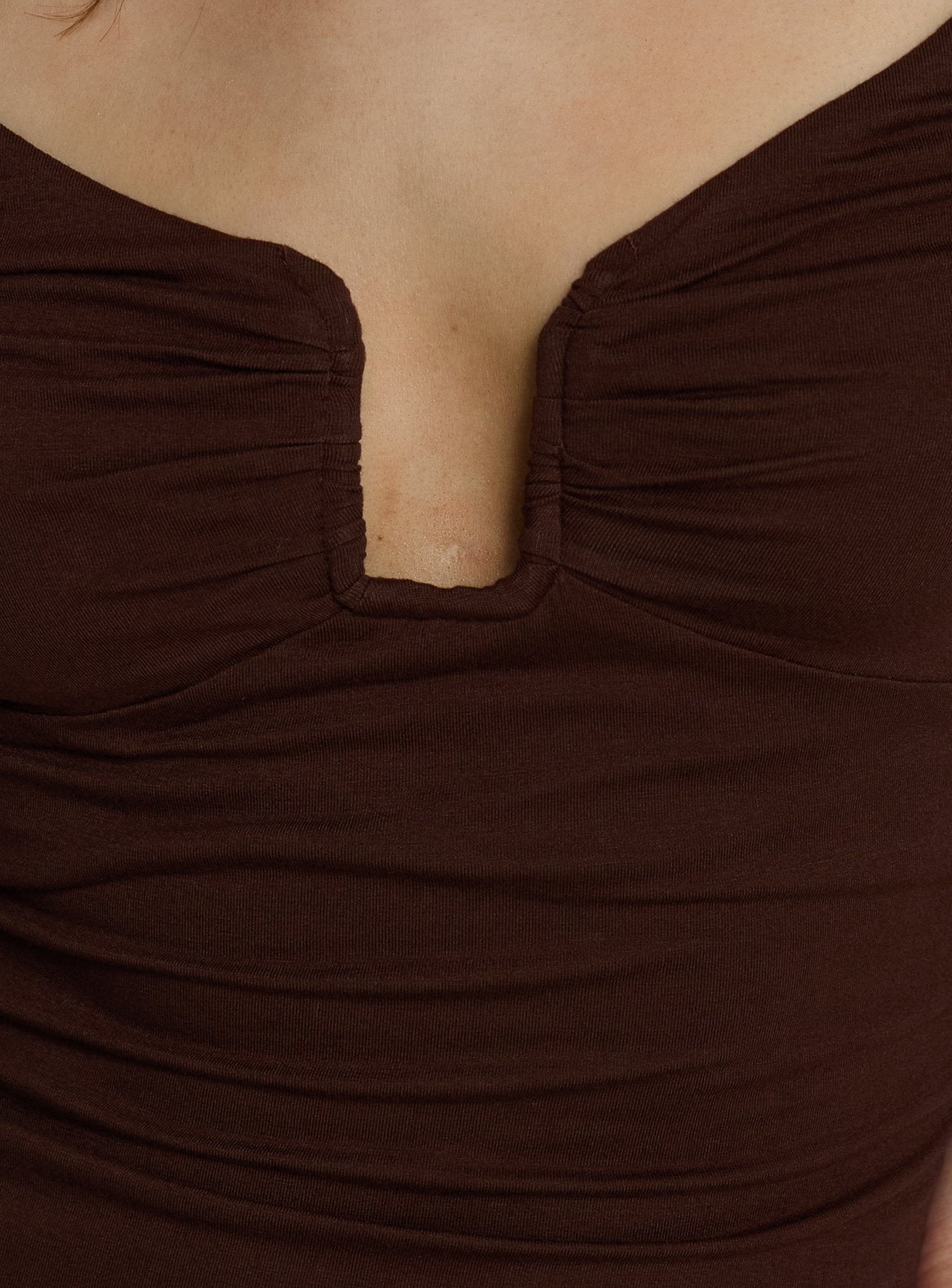 Serelle Langarm-Bustier-Oberteil Schokobraun