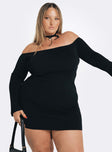 product Princess Polly High Neck  Parisa Long Sleeve Mini Dress Black Curve