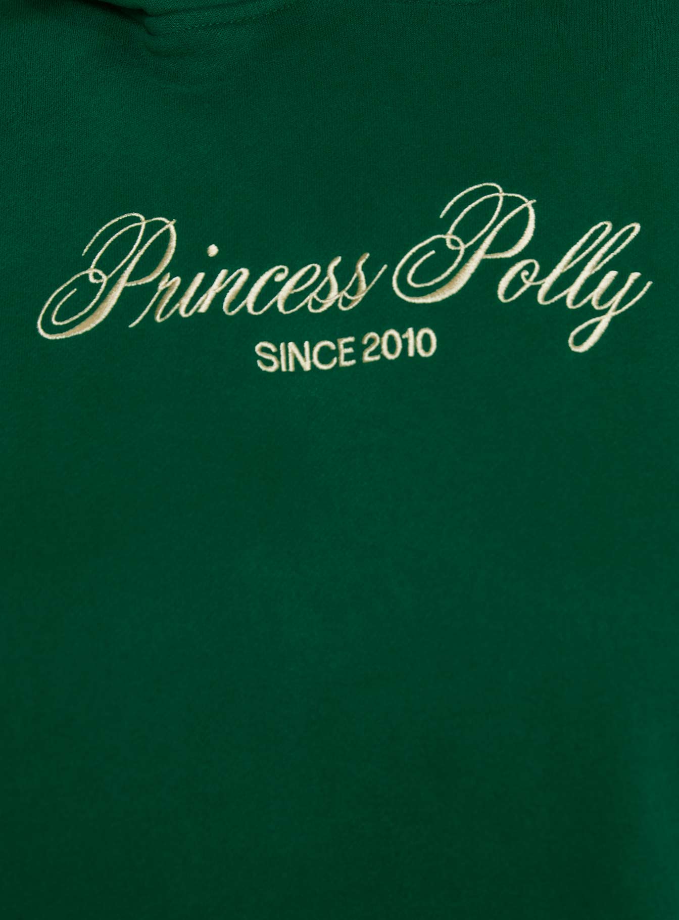 product Princess Polly Princess Polly Hooded Sweatshirt Script Green / Ivory Curve 