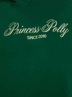 product Princess Polly Princess Polly Hooded Sweatshirt Script Green / Ivory Curve 