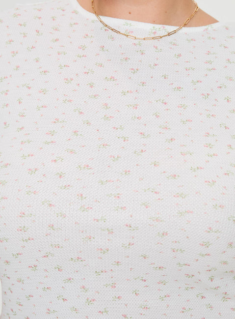 product Princess Polly Patton Mini Dress White Floral Curve Crew Neck 