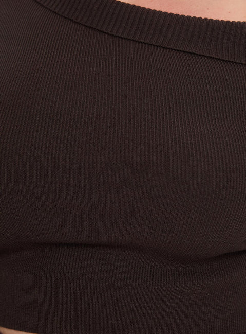 product Princess Polly Sina Off The Shoulder Top Chocolate Curve Cropped 