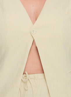 product Princess Polly Days With You Linen Blend Vest Top Sand Curve Sleeveless V-Neck 