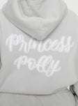 product Princess Polly Princess Polly Hooded Sweatshirt Puff Text Grey Curve 