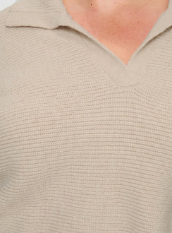 Tiara Cropped Sweater Beige Curve Princess Polly  Cropped 