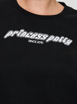 Princess Polly Crew Neck Sweatshirt Stripe Black / White Curve