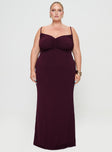 front view of model wearing Princess Polly Modernise Maxi Dress Scarlett Curve Sweetheart Neckline 