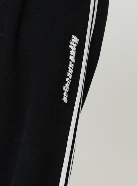 product Princess Polly Princess Polly Track Pants Stripe Black / White Curve High Waisted Pants 