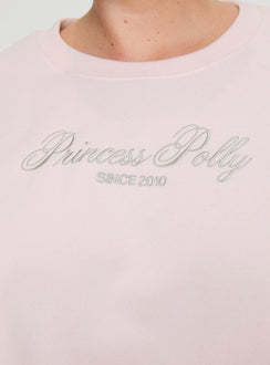 product Princess Polly Princess Polly Crew Neck Sweatshirt Script Baby Pink / Grey Curve 