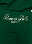 product Princess Polly Princess Polly Track Pants Script Green / Ivory Curve High Waisted Pants 