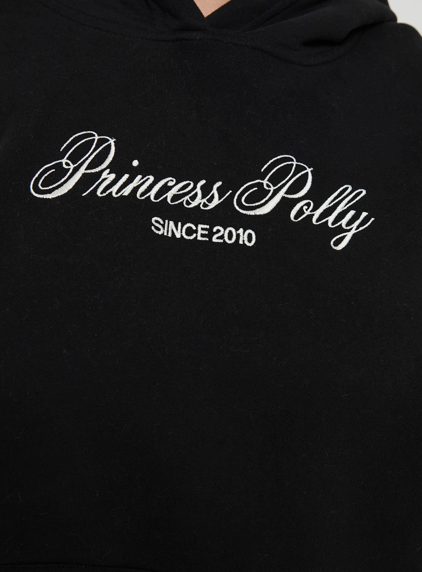 product Princess Polly Princess Polly Hooded Sweatshirt Script Black / Ivory Curve 