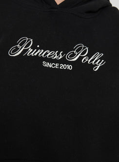 product Princess Polly Princess Polly Hooded Sweatshirt Script Black / Ivory Curve 